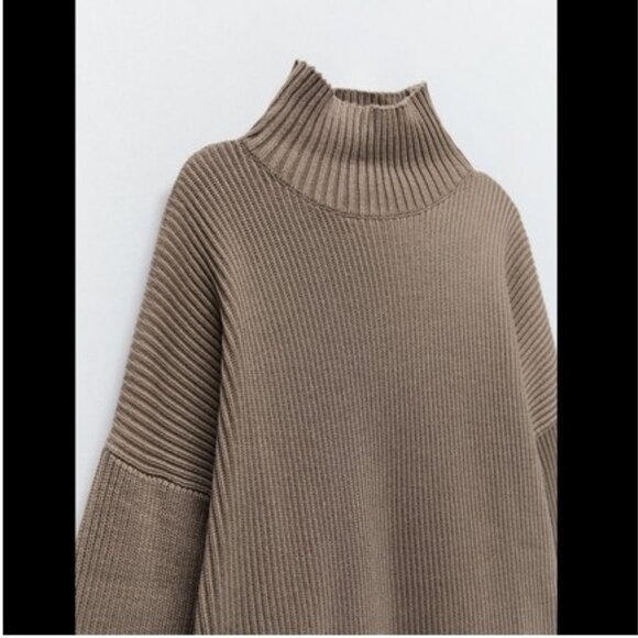 Zara taupe oversized ribbed sweater, NWOT, S - Picture 2 of 16